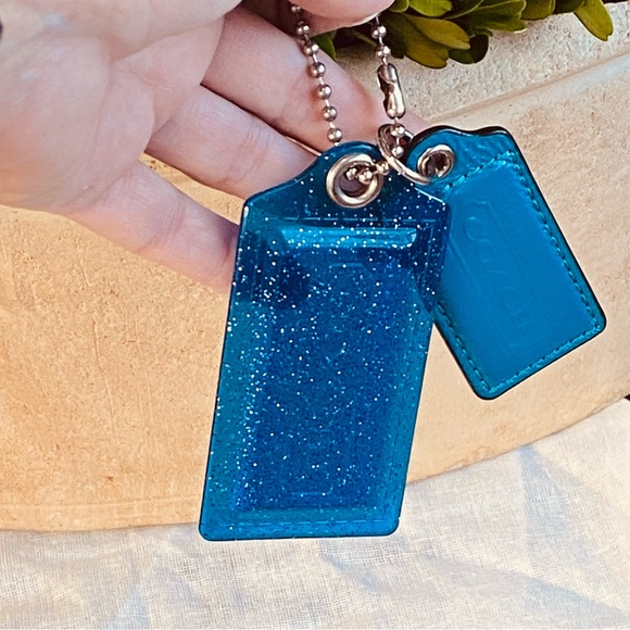 Coach Blue Glitter Large Acrylic Hangtag and Patent Leather Tag Set - Picture 4 of 7